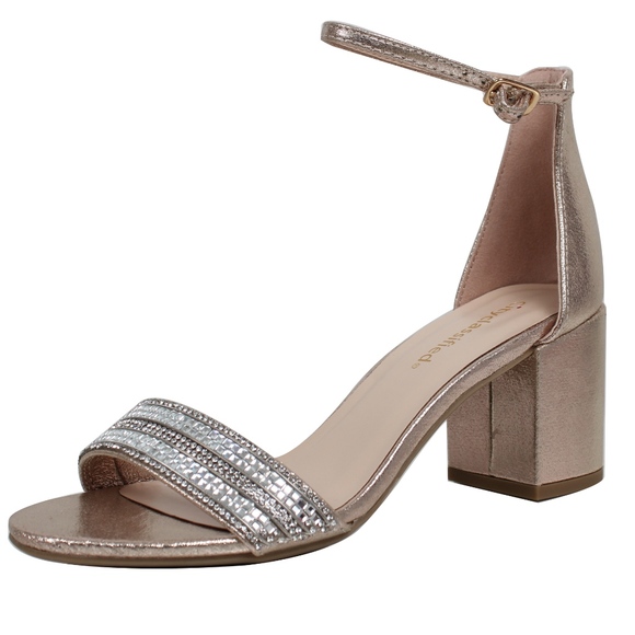 Shoes - Gold Shimmer Open Toe Ankle Strap Dress Sandal